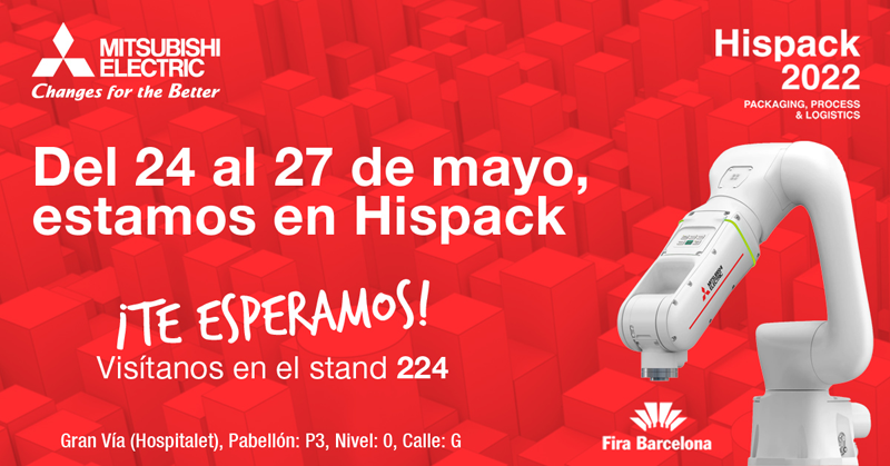 Imagen promocional de la participación de Mitsubishi Electric en la feria Hispack que se celebrará en Barcelona.