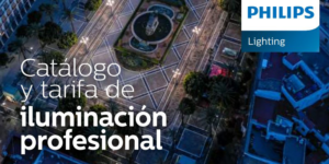 Portada del catálogo y tarifa iluminación profesional de Philips.