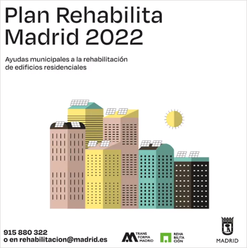 Infografía con la publicidad del Plan Rehabilita Madrid 2022.