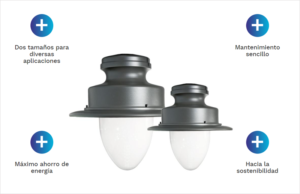 Imagen de los dos tamaños de luminarias Albany LED de Schréder.