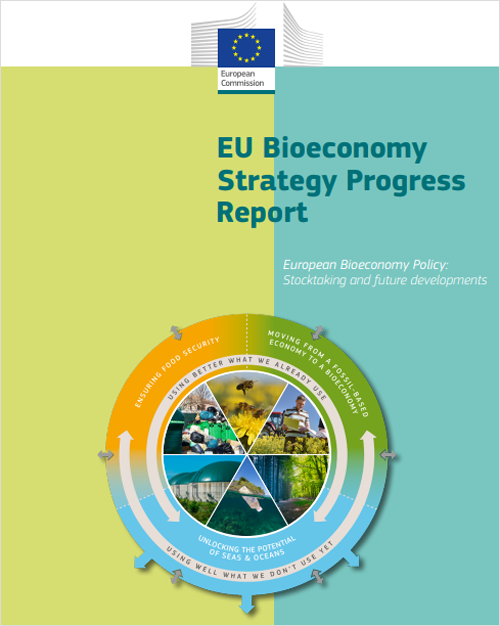 Portada del informe de progreso en la estrategia de la bioeconomía en la UE.