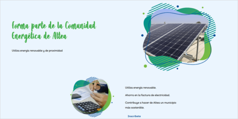 La comunidad energética local de Altea cuenta con su propia web dirigida a los ciudadanos