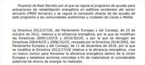 Extracto del texto de la consulta pública del Miteco sobre la nueva línea de ayudas en el sector terciario.
