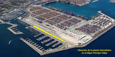 A licitación la planta fotovoltaica para autoconsumo sobre el dique Príncipe Felipe en el Puerto de Valencia