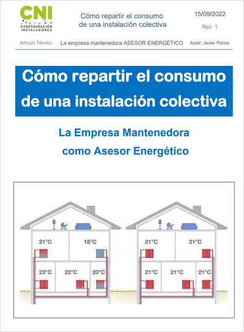 Portada del documento técnico de CNI sobre el reparto de consumo en instalaciones térmicas colectivas.