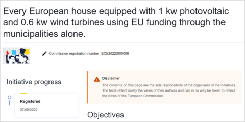 La CE registra una Iniciativa Ciudadana Europea para impulsar las renovables en las viviendas