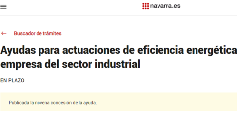 Nueva concesión de 1,4 millones en ayudas para la eficiencia energética en empresas industriales de Navarra