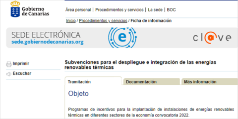 Ayudas de 4,3 millones de euros para el despliegue e integración de las renovables térmicas en Canarias