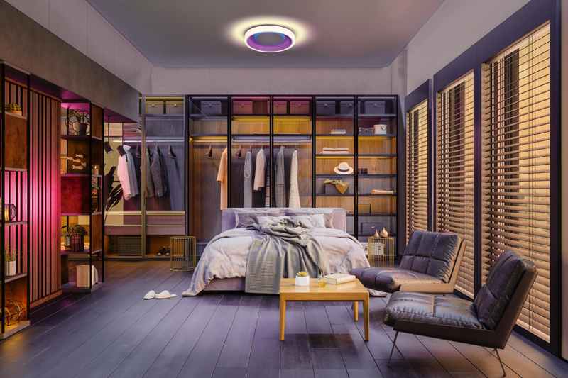 Dormitorio con iluminación LED.