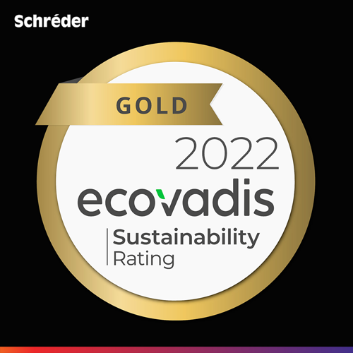 Logo del sello gold obtenido por Schréder en EcoVadis 2022.