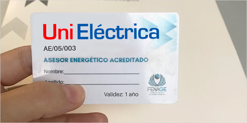 Carnet de asesor energético acreditado por FENAGE y Uni Eléctrica.