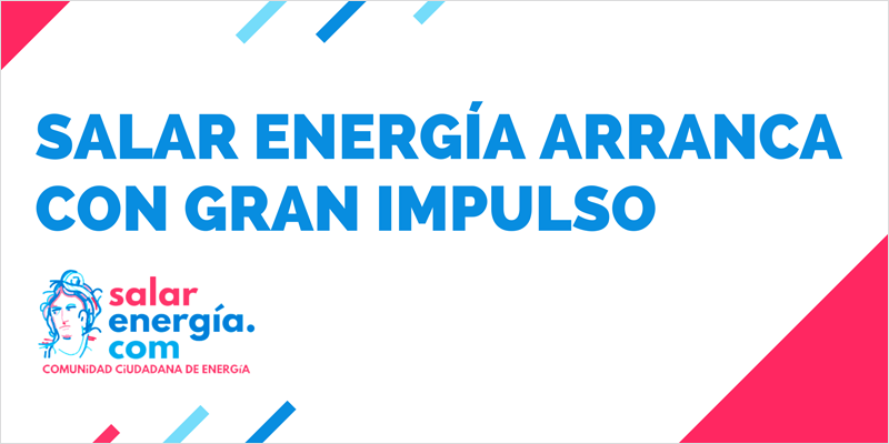 Logo comunidad energética Salar Energía y un texto que pone que Salar Energía arranca con gran impulso.