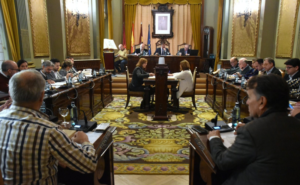 Personas reunidas en la sala de plenos.