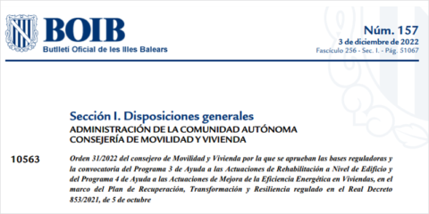 Publicadas las ayudas para rehabilitación y mejora energética de edificios residenciales en Baleares