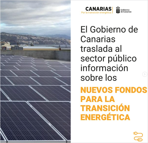Placas solares e infografía del Gobierno de Canarias.