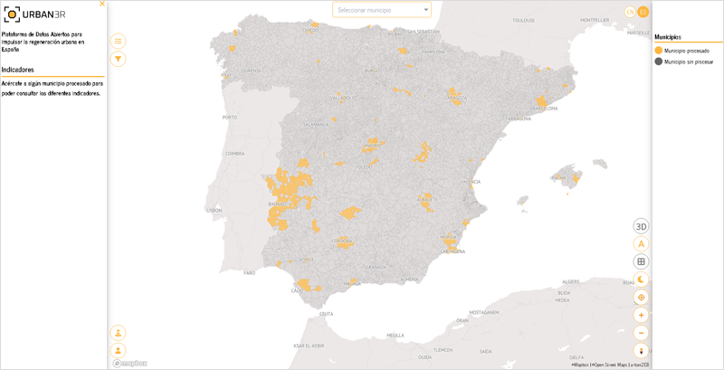 Mapa España herramienta Urban3R.
