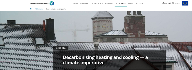 Portada informe descarbonización calefacción y refrigeración UE.