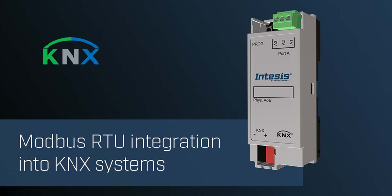 Aparato Intesis Modbus RTU integration into KNX systems.