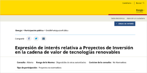 Abierto el plazo para participar en la Manifestación de Interés para actuaciones en renovables