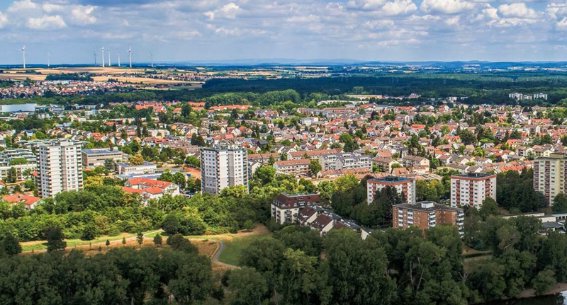 Vista aérea de maintal en Alemania.