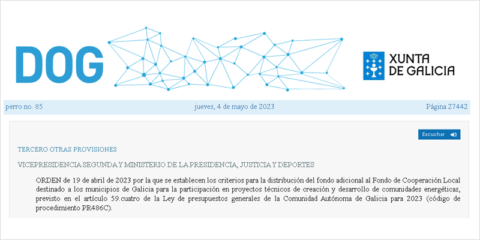 Convocatoria de ayudas para integrar las energías renovables en los ayuntamientos de Galicia
