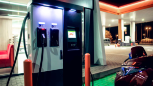 Estación de recarga de vehículos eléctricos.