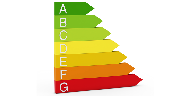 Escala de calificación energética por colores.
