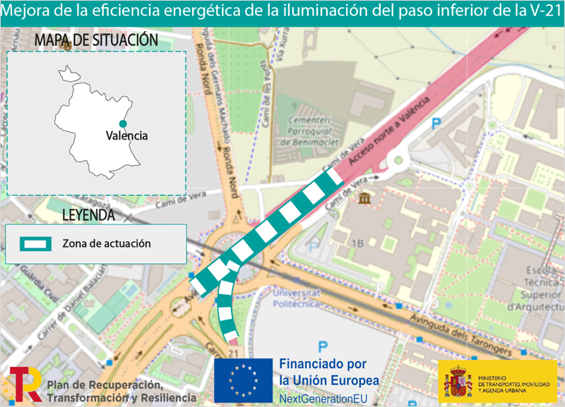 Mapa tramo carretera de Valencia.