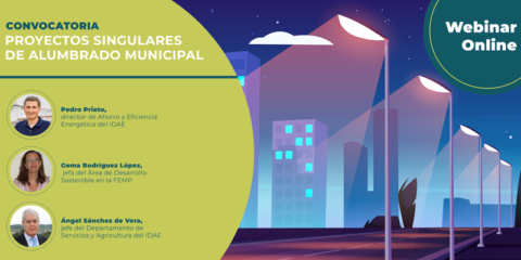 Webinar sobre la convocatoria de Proyectos Singulares de Alumbrado Municipal dirigido a entidades locales