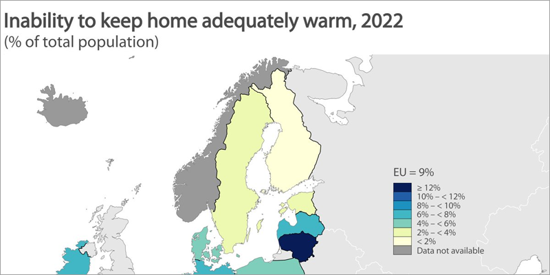 Según Eurostat, el 17% de los españoles no pudo mantener su hogar caliente en 2022