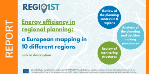 Nuevo informe del proyecto Regio1st para integrar la eficiencia energética en la planificación regional