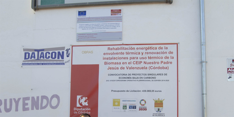 Finalizan las obras de rehabilitación energética en el CEIP Nuestro Padre Jesús de Valenzuela