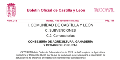 Ayudas en Castilla y León para actuaciones de eficiencia energética en explotaciones agropecuarias