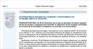 Convocatoria de ayudas a empresas para fomentar la utilización de energías renovables en Aragón