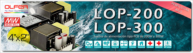 Series LOP-200 y LOP-300, las fuentes de alimentación tipo PCB de Electrónica OLFER