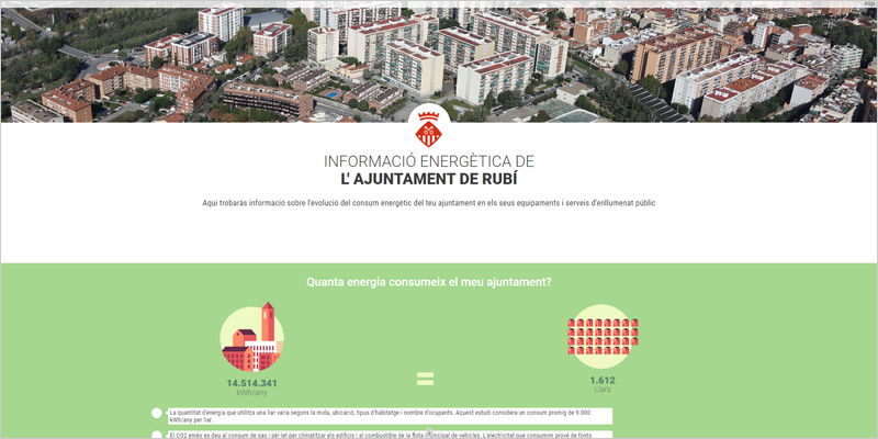 El portal Ayuntamiento Eficiente de Rubí detalla su consumo energético y medidas para fomentar el ahorro