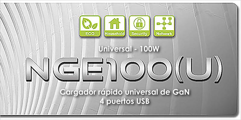 Cargador serie NGE100 de bajo consumo energético con puertos USB-C distribuido por Electrónica OLFER