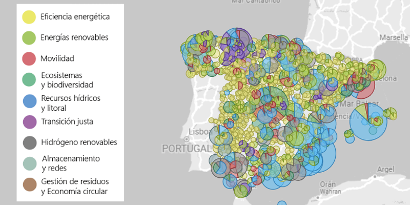 El Miteco publica un mapa que refleja los proyectos financiados con el PRTR