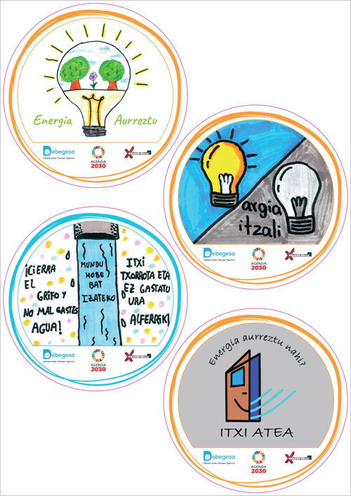 Centros escolares de Gipuzkoa impulsan la Agenda 2030 con pegatinas sobre el consumo energético responsable