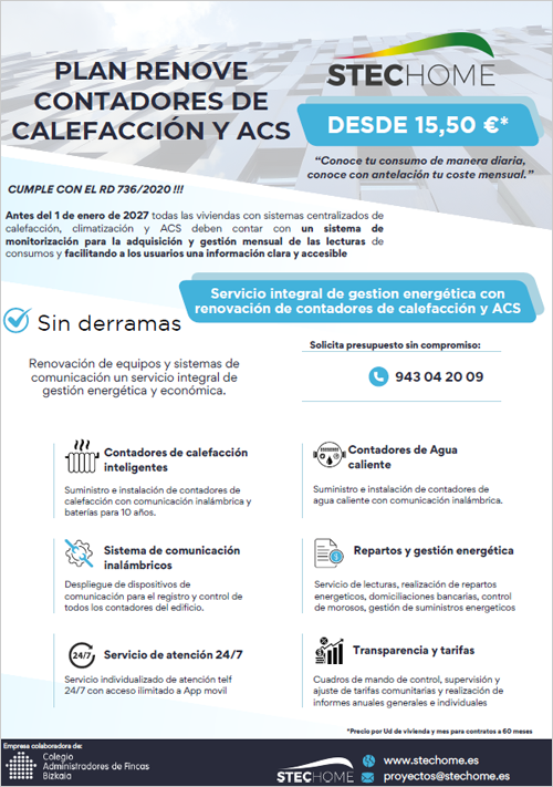 Stechome lanza su Plan RENOVE de calentadores de calefacción y ACS para administradores de fincas