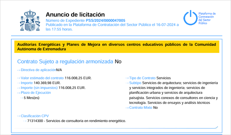 La Junta de Extremadura realizará auditorías energéticas y planes de mejora en centros educativos