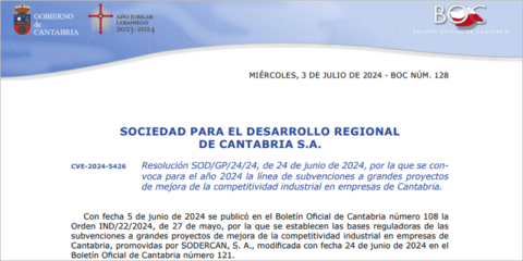 Convocatoria de ayudas para promover la eficiencia energética e I+D en las empresas cántabras