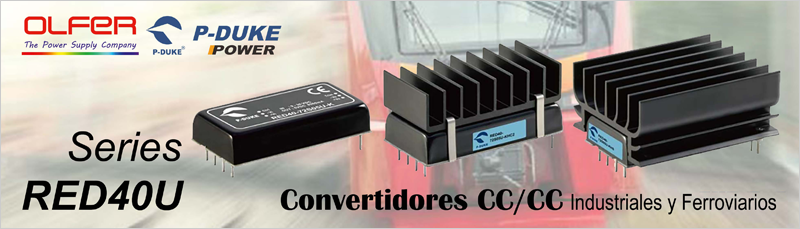 Convertidores CC/CC de alto rendimiento y fiabilidad serie RED40U de Electrónica OLFER 