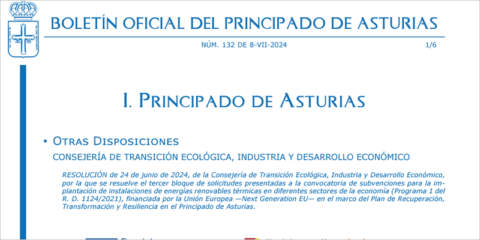 Asturias aprueba ayudas para la instalación de energías renovables térmicas en diversos sectores