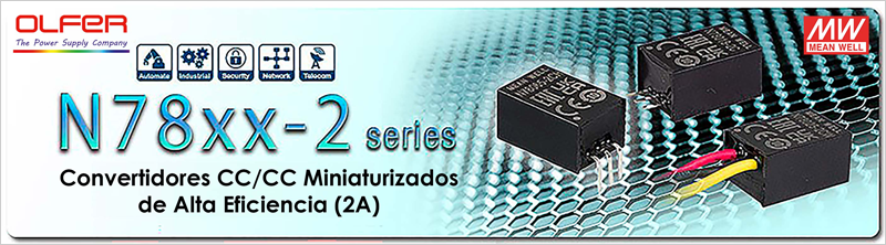 Electrónica OLFER distribuye la nueva serie N78xx-2 de convertidores CC/CC miniaturizados de alta eficiencia