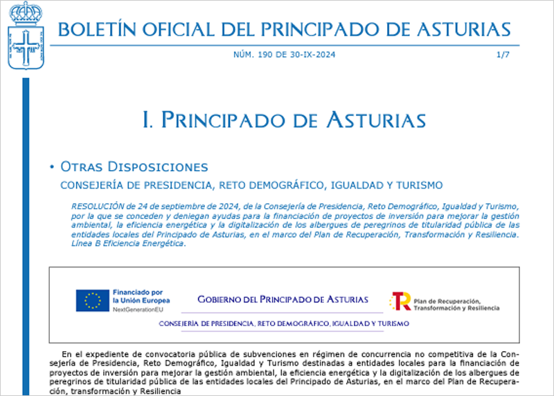 Varios albergues peregrinos de Asturias reciben ayudas para mejorar su eficiencia energética