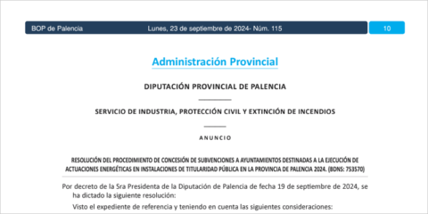 Un total de 14 ayuntamientos palentinos resultan beneficiarios para acciones de mejora energética