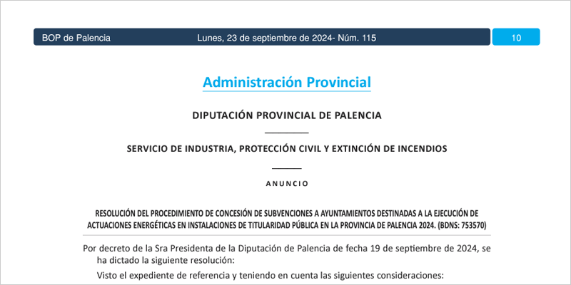 Un total de 14 ayuntamientos palentinos resultan beneficiarios para actuaciones de mejora energética