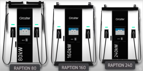 Circutor presenta tres nuevos cargadores de la gama Raption: 80C, 160C y 240C