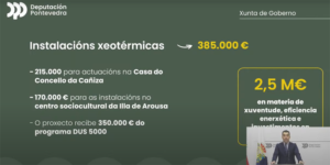 Los edificios municipales de los municipios de La Cañiza y A Illa de Arousa contarán con instalaciones geotérmicas